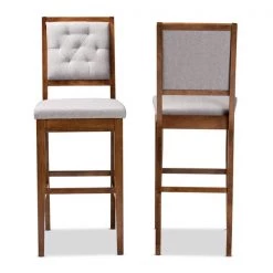 Baxton Studio Gideon ModernGrey Fabric Upholstered and Walnut Brown Finished Wood 2-Piece Bar Stool Set PR -Kitchen & Dining Furniture Sales Store Wholesale20Interiors20Inc 12149xx2xx0918ad
