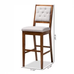 Baxton Studio Gideon ModernGrey Fabric Upholstered and Walnut Brown Finished Wood 2-Piece Bar Stool Set PR -Kitchen & Dining Furniture Sales Store Wholesale20Interiors20Inc 12149xx9xx8eaa50