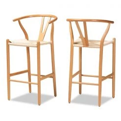 Baxton Studio Paxton Modern & Contemporary Natural Brown Finished Wood Bar Stool, PK2 -Kitchen & Dining Furniture Sales Store Wholesale20Interiors20Inc 12340xx1xxde3d6a