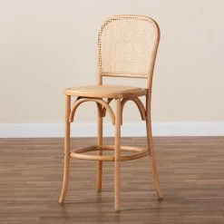 Baxton Studio Vance Mid-Century Brown Woven Rattan and Wood Cane Counter Stool -Kitchen & Dining Furniture Sales Store Wholesale20Interiors20Inc 12384xx8xxd62825