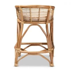 Baxton Studio Maverick Modern Bohemian White Fabric Upholstered and Natural Brown Rattan Counter Stool -Kitchen & Dining Furniture Sales Store Wholesale20Interiors20Inc 12591xx4xx92dccd