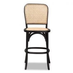 Baxton Studio Vance Mid-Century Brown Woven Rattan and Black Wood Cane Counter Stool -Kitchen & Dining Furniture Sales Store Wholesale20Interiors20Inc 12839xx2xx3c9984
