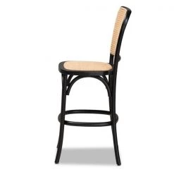 Baxton Studio Vance Mid-Century Brown Woven Rattan and Black Wood Cane Counter Stool -Kitchen & Dining Furniture Sales Store Wholesale20Interiors20Inc 12839xx3xx5a37df