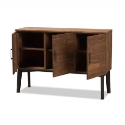 Baxton Studio Selena Mid-Century Modern Brown Wood 3-Door Sideboard Buffet -Kitchen & Dining Furniture Sales Store Wholesale20Interiors20Inc 7635xx2