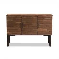 Baxton Studio Selena Mid-Century Modern Brown Wood 3-Door Sideboard Buffet -Kitchen & Dining Furniture Sales Store Wholesale20Interiors20Inc 7635xx3