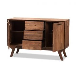 Baxton Studio Sierra Mid-Century Modern Brown Wood 3-Drawer Sideboard -Kitchen & Dining Furniture Sales Store Wholesale20Interiors20Inc 7648xx2