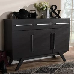 Baxton Studio Ashfield Espresso Brown Finished Wood 3-Drawer Sideboard -Kitchen & Dining Furniture Sales Store Wholesale20Interiors20Inc 7978xx9