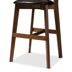 Baxton Studio Eline Black Faux Leather Upholstered Walnut Finished Counter Stool, PK2 -Kitchen & Dining Furniture Sales Store Wholesale20Interiors20Inc 8075xx5
