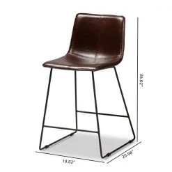 Baxton Studio Carvell Rustic Dark Brown Faux Leather Upholstered Counter Stool, PK4 -Kitchen & Dining Furniture Sales Store Wholesale20Interiors20Inc 8966xx5