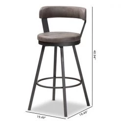 Baxton Studio Arcene Rustic and Industrial Antique Grey Swivel Bar Stool, PK2 -Kitchen & Dining Furniture Sales Store Wholesale20Interiors20Inc 8968xx7