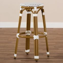 Baxton Studio Joelle Grey and White Bamboo Style Stackable Bistro Bar Stool -Kitchen & Dining Furniture Sales Store Wholesale20Interiors20Inc 8982xx5