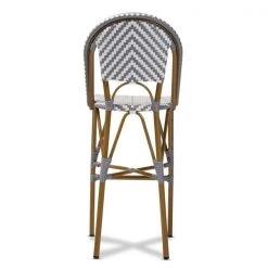 Baxton Studio Ilene Grey and White Bamboo Style Stackable Bistro Bar Stool -Kitchen & Dining Furniture Sales Store Wholesale20Interiors20Inc 8991xx4