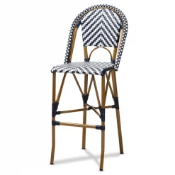 Baxton Studio Ilene White and Blue Bamboo Style Stackable Bistro Bar Stool