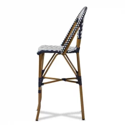 Baxton Studio Ilene White and Blue Bamboo Style Stackable Bistro Bar Stool -Kitchen & Dining Furniture Sales Store Wholesale20Interiors20Inc 8993xx3