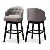 Baxton Studio Theron Gray Upholstered Wood Swivel Bar Stool, PK2