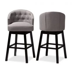 Baxton Studio Theron Gray Upholstered Wood Swivel Bar Stool, PK2 -Kitchen & Dining Furniture Sales Store Wholesale20Interiors20Inc 9115xx2
