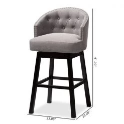 Baxton Studio Theron Gray Upholstered Wood Swivel Bar Stool, PK2 -Kitchen & Dining Furniture Sales Store Wholesale20Interiors20Inc 9115xx7