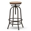 Baxton Studio Aline Wood and Rust-Finished Steel Adjustable Swivel Bar Stool -Kitchen & Dining Furniture Sales Store Wholesale20Interiors20Inc 9121xx1