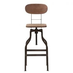 Baxton Studio Varek Wood and Rust-Finished Steel Adjustable Swivel Bar Stool -Kitchen & Dining Furniture Sales Store Wholesale20Interiors20Inc 9124xx2