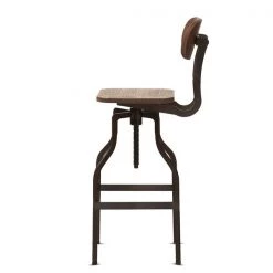 Baxton Studio Varek Wood and Rust-Finished Steel Adjustable Swivel Bar Stool -Kitchen & Dining Furniture Sales Store Wholesale20Interiors20Inc 9124xx3