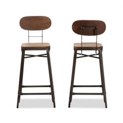 Baxton Studio Varek Bamboo and Rust-Finished Steel Stackable Counter Stool, PK2 -Kitchen & Dining Furniture Sales Store Wholesale20Interiors20Inc 9125xx2