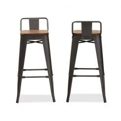 Baxton Studio Henri Bamboo and Metal-Finished Steel Bar Stool with Backrest, PK2 -Kitchen & Dining Furniture Sales Store Wholesale20Interiors20Inc 9126xx2