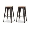 Baxton Studio Henri Bamboo and Metal-Finished Steel Bar Stool, PK2