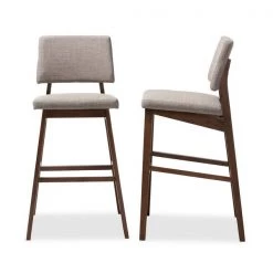 Baxton Studio Colton Gray Upholstered and Walnut-Finished Wood Bar Stool, PK2 -Kitchen & Dining Furniture Sales Store Wholesale20Interiors20Inc 9247xx3