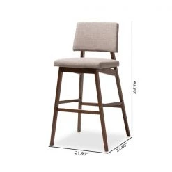 Baxton Studio Colton Gray Upholstered and Walnut-Finished Wood Bar Stool, PK2 -Kitchen & Dining Furniture Sales Store Wholesale20Interiors20Inc 9247xx7