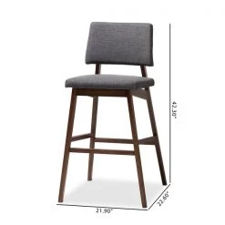 Baxton Studio Colton Dark Gray Upholstered and Walnut-Finished Wood Bar Stool, PK2 -Kitchen & Dining Furniture Sales Store Wholesale20Interiors20Inc 9248xx7