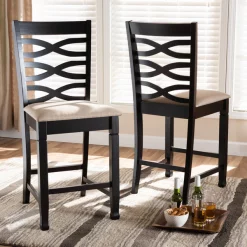 Baxton Studio Lanier Sand Upholstered Espresso Finished Wood Pub Chair, PK2 -Kitchen & Dining Furniture Sales Store Wholesale20Interiors20Inc 9599xx5