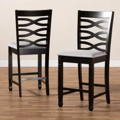 Baxton Studio Lanier Gray Upholstered Espresso Finished Wood Pub Chair, PK2 -Kitchen & Dining Furniture Sales Store Wholesale20Interiors20Inc 9600xx6