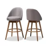 Baxton Studio Carra Grey Upholstered Walnut-Finished Wood Swivel Bar Stool, PK2 -Kitchen & Dining Furniture Sales Store Wholesale20Interiors20Inc 9650xx1
