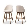 Baxton Studio Carra Beige Upholstered Walnut-Finished Wood Swivel Bar Stool, PK2 -Kitchen & Dining Furniture Sales Store Wholesale20Interiors20Inc 9651xx1