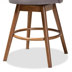 Baxton Studio Carra Grey Upholstered Walnut-Finished Wood Swivel Counter Stool, PK2 -Kitchen & Dining Furniture Sales Store Wholesale20Interiors20Inc 9652xx5