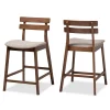 Baxton Studio Larine Grey Upholstered Walnut Finished 2-Piece Counter Stool Set -Kitchen & Dining Furniture Sales Store Wholesale20Interiors20Inc 9697xx1