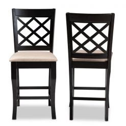 Baxton Studio Alora Sand Upholstered Espresso Finished 2-Piece Counter Stool Set -Kitchen & Dining Furniture Sales Store Wholesale20Interiors20Inc 9766xx2