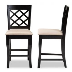 Baxton Studio Alora Sand Upholstered Espresso Finished 2-Piece Counter Stool Set -Kitchen & Dining Furniture Sales Store Wholesale20Interiors20Inc 9766xx3