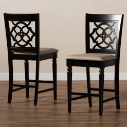 Baxton Studio Arden Sand Upholstered Espresso Finished 2-Piece Counter Stool Set -Kitchen & Dining Furniture Sales Store Wholesale20Interiors20Inc 9770xx7