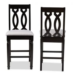 Baxton Studio Darcie Grey Upholstered Espresso Finished 2-Piece Counter Stool Set -Kitchen & Dining Furniture Sales Store Wholesale20Interiors20Inc 9775xx2