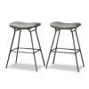 Baxton Studio Jette Grey Upholstered Dark Grey Metal 2-Piece Bar Stool Set