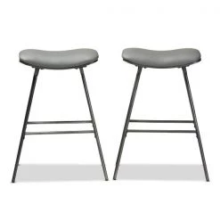Baxton Studio Jette Grey Upholstered Dark Grey Metal 2-Piece Bar Stool Set -Kitchen & Dining Furniture Sales Store Wholesale20Interiors20Inc 9844xx2