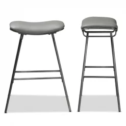 Baxton Studio Jette Grey Upholstered Dark Grey Metal 2-Piece Bar Stool Set -Kitchen & Dining Furniture Sales Store Wholesale20Interiors20Inc 9844xx3