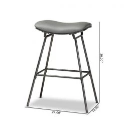 Baxton Studio Jette Grey Upholstered Dark Grey Metal 2-Piece Bar Stool Set -Kitchen & Dining Furniture Sales Store Wholesale20Interiors20Inc 9844xx8