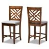 Baxton Studio Caron Grey Upholstered Walnut Wood 2-PC Counter Height Pub Chair Set