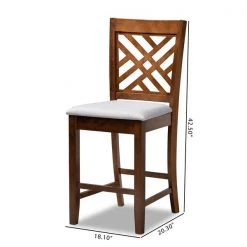 Baxton Studio Caron Grey Upholstered Walnut Wood 2-PC Counter Height Pub Chair Set -Kitchen & Dining Furniture Sales Store Wholesale20Interiors20Inc 9886xx8