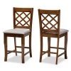 Baxton Studio Aria Grey Upholstered and Walnut Wood 2-Piece Pub Chair Set
