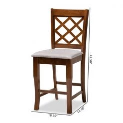 Baxton Studio Aria Grey Upholstered and Walnut Wood 2-Piece Pub Chair Set -Kitchen & Dining Furniture Sales Store Wholesale20Interiors20Inc 9888xx8
