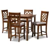 Baxton Studio Nisa Modern and Contemporary Grey Fabric Walnut Brown Finished Wood 5-Piece Pub Set -Kitchen & Dining Furniture Sales Store Wholesale20Interiors20Inc 9889xx10903xx1xxb2d182