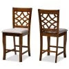 Baxton Studio Nisa Modern and Contemporary Grey Fabric and Walnut Brown Finished Wood 2-Piece Counter Stool Set